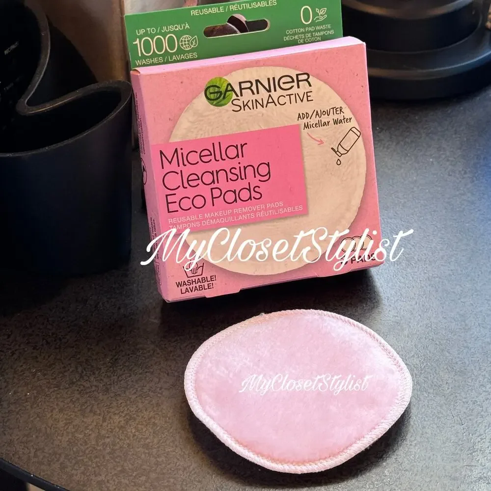 GARNIER Micellar Reusable Eco Makeup 2 Pads NEW! Cleansing Washable 1,000 washes